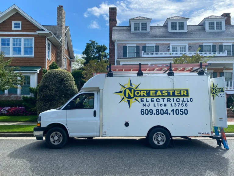 Company van in front of residential house